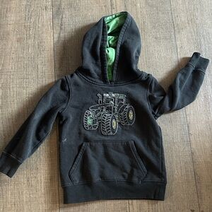 John Deere Black Hoodie with Green Tractor Design